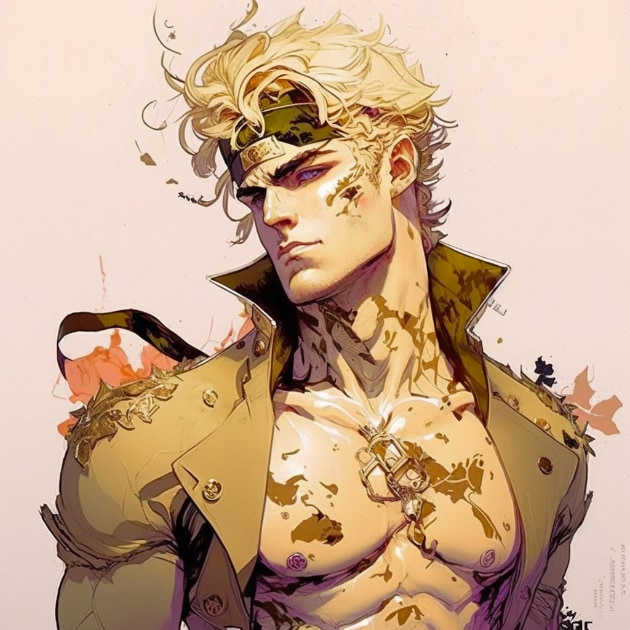 Dio Brando in the Art Style of Hirohiko Araki