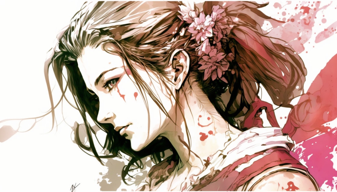 aerith-gainsborough-art-style-of-yoji-shinkawa