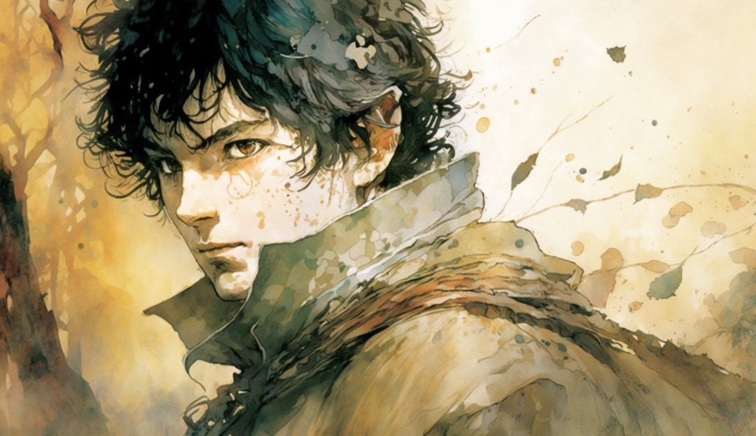 frodo-baggins-art-style-of-yoshitaka-amano