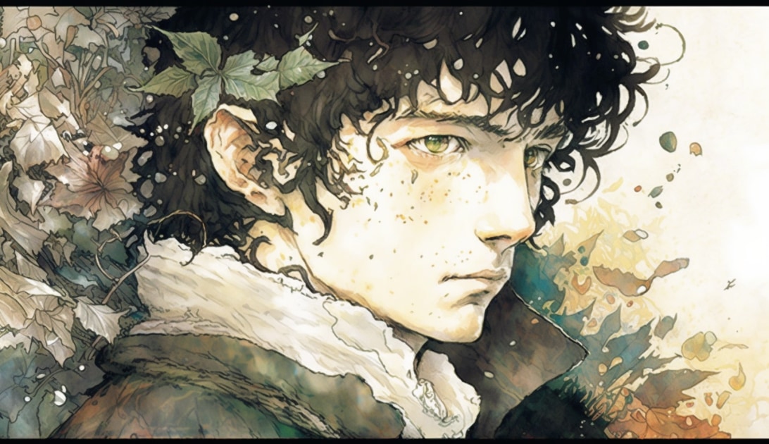 frodo-baggins-art-style-of-yoshitaka-amano