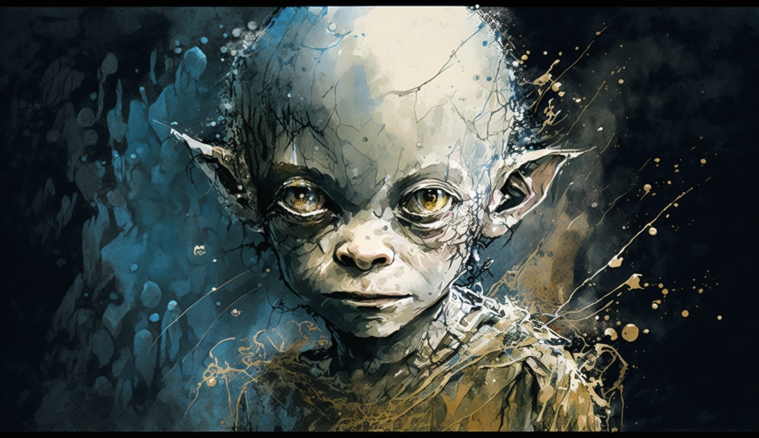 gollum-art-style-of-yoshitaka-amano