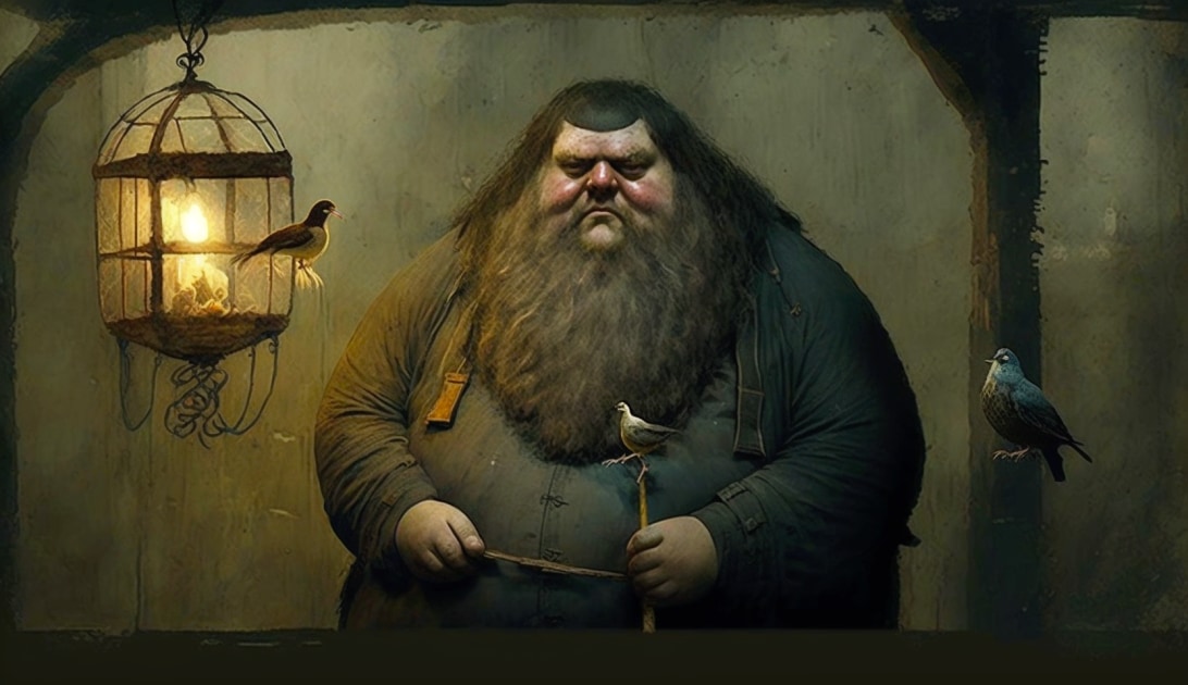 Hagrid in the Art Style of Hieronymus Bosch