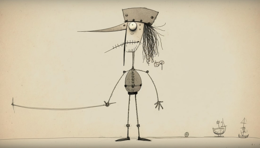 jack-sparrow-art-style-of-saul-steinberg