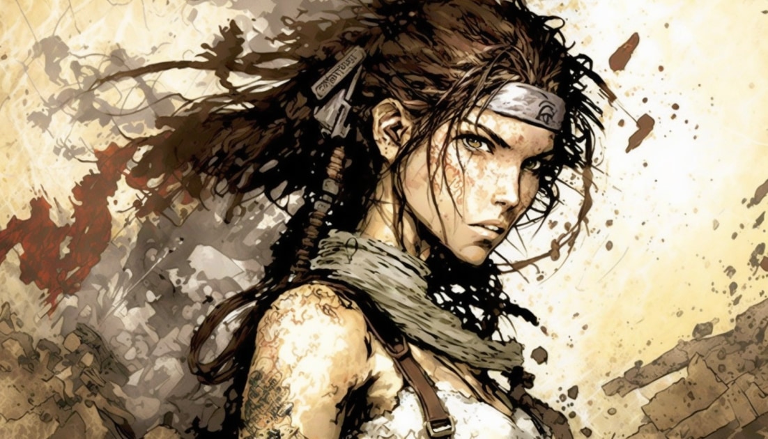 lara-croft-art-style-of-yoshitaka-amano