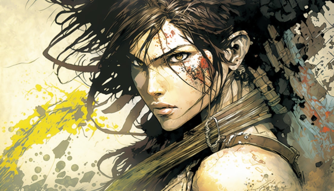 lara-croft-art-style-of-yoshitaka-amano