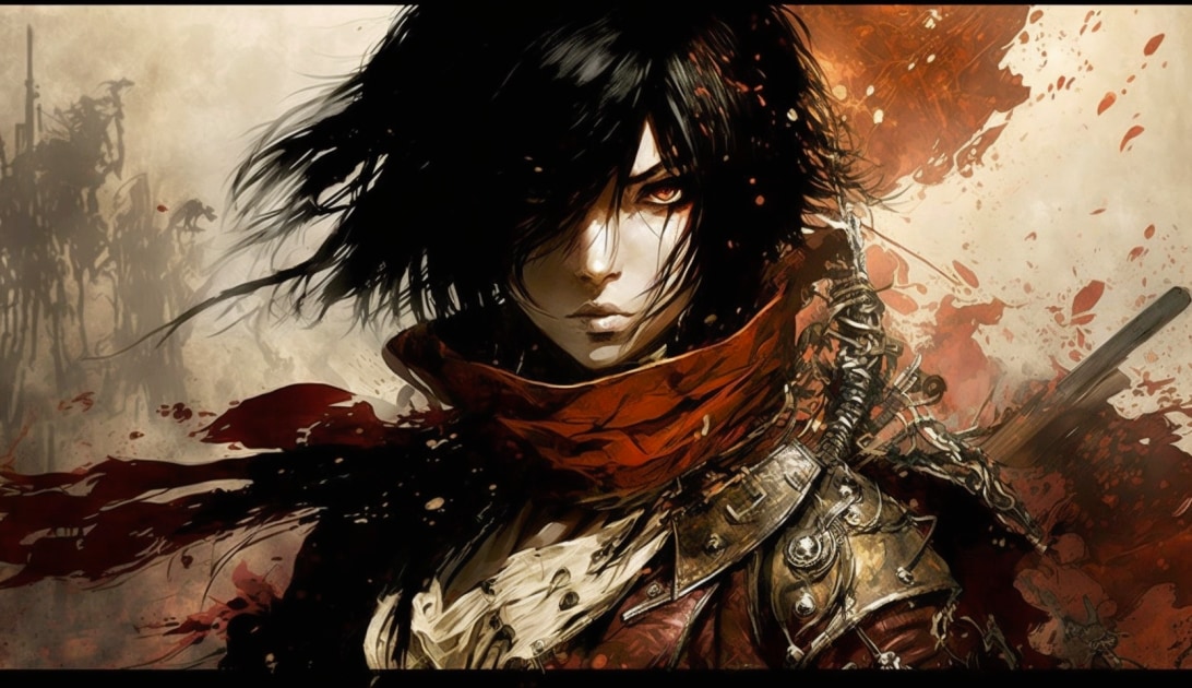 mikasa-ackerman-art-style-of-hans-makart