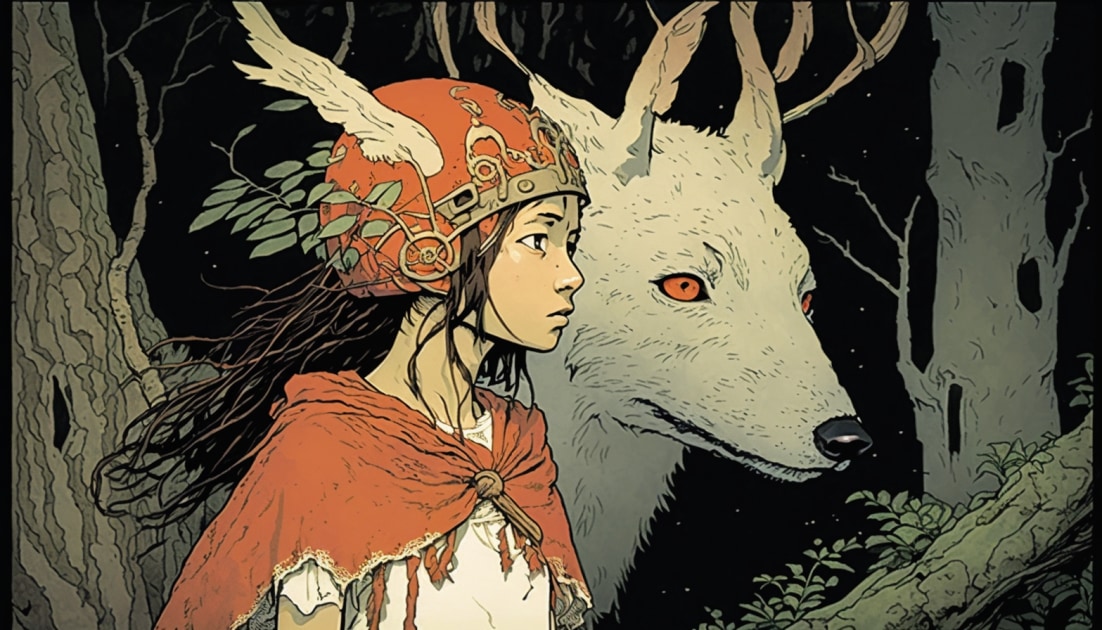 princess-mononoke-art-style-of-randolph-caldecott