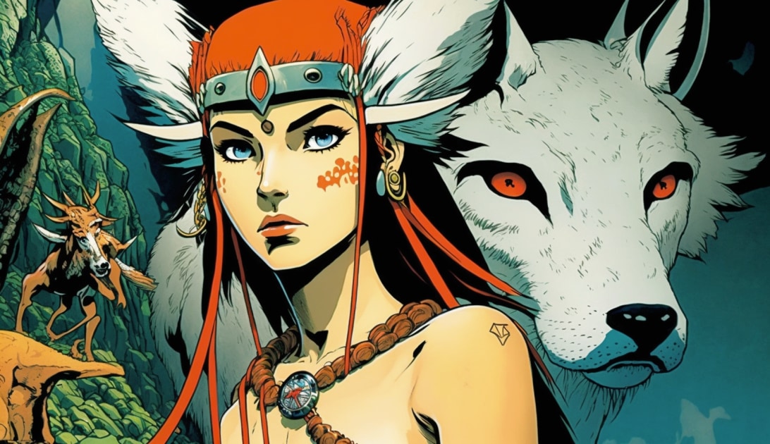 princess-mononoke-art-style-of-steve-rude