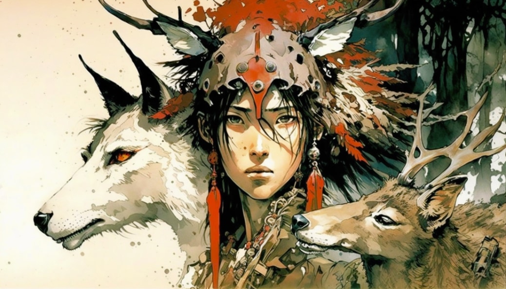 princess-mononoke-art-style-of-yoshitaka-amano