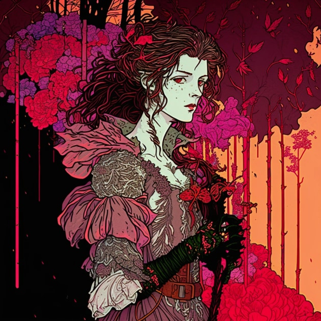 aerith-gainsborough-art-style-of-harry-clarke