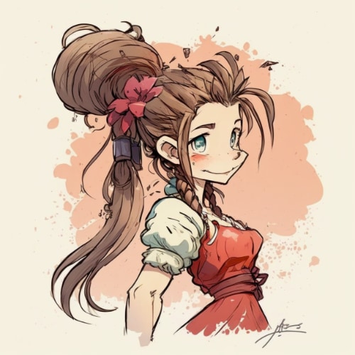 aerith-gainsborough-art-style-of-skottie-young