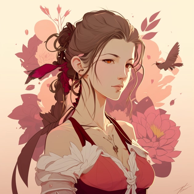 aerith-gainsborough-art-style-of-tomer-hanuka