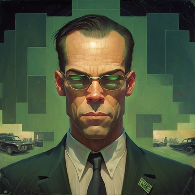 agent-smith-art-style-of-aaron-jasinski