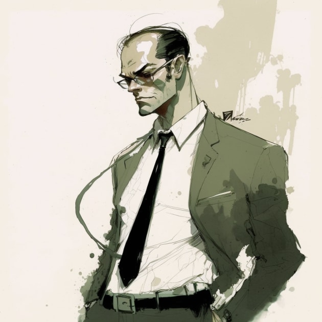 agent-smith-art-style-of-claire-wendling
