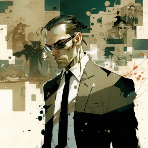 agent-smith-art-style-of-greg-tocchini