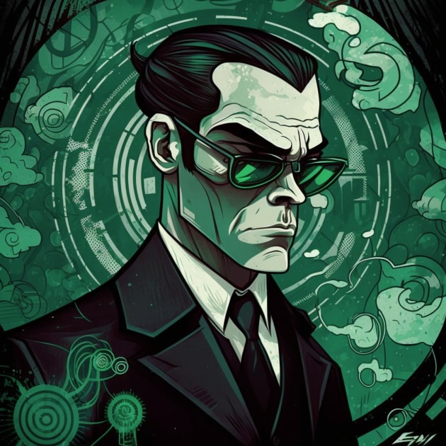 agent-smith-art-style-of-kelly-vivanco