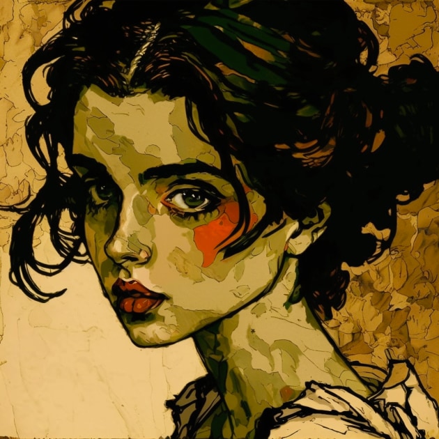 ana-de-armas-art-style-of-egon-schiele