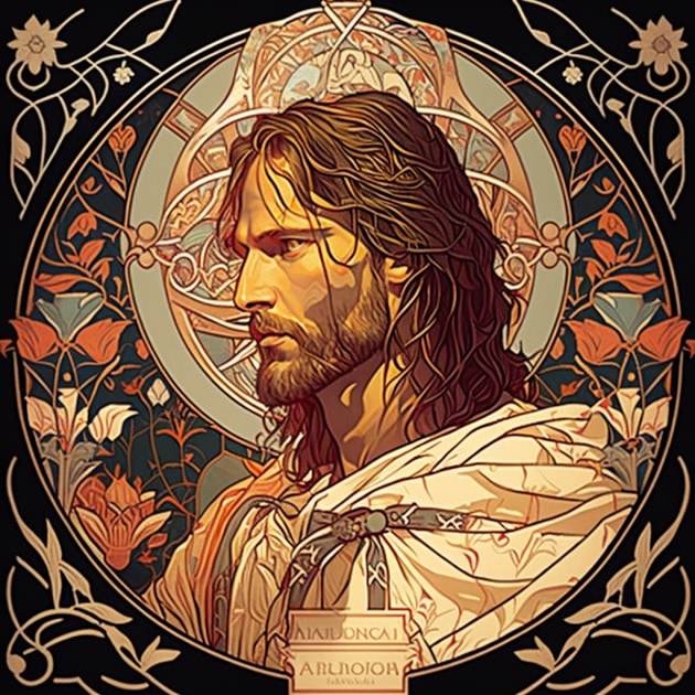 aragorn-art-style-of-alphonse-mucha