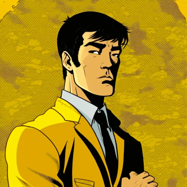 Bruce Lee in the Art Style of Dan Clowes
