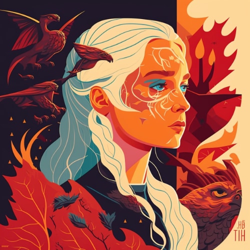 daenerys-targaryen-art-style-of-josh-agle