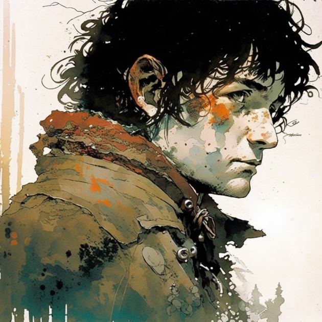 frodo-baggins-art-style-of-sergio-toppi