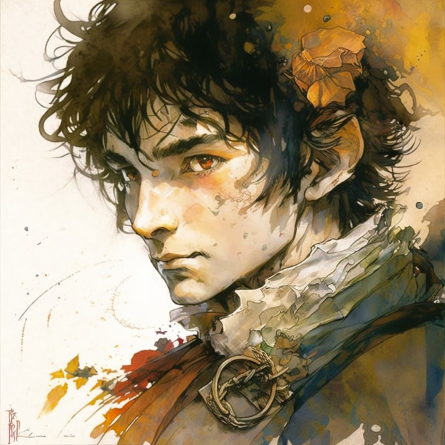 frodo-baggins-art-style-of-yoshitaka-amano