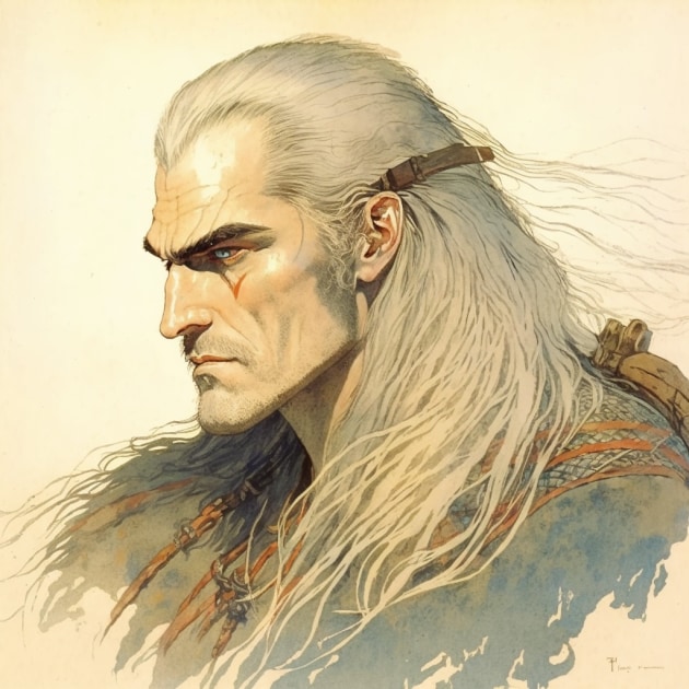 geralt-of-rivia-art-style-of-warwick-goble