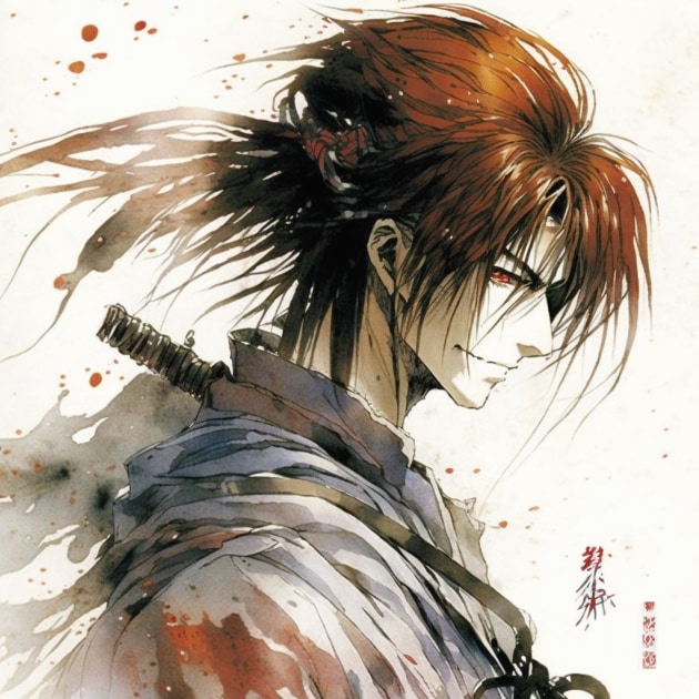 kenshin-himura-art-style-of-yoshitaka-amano