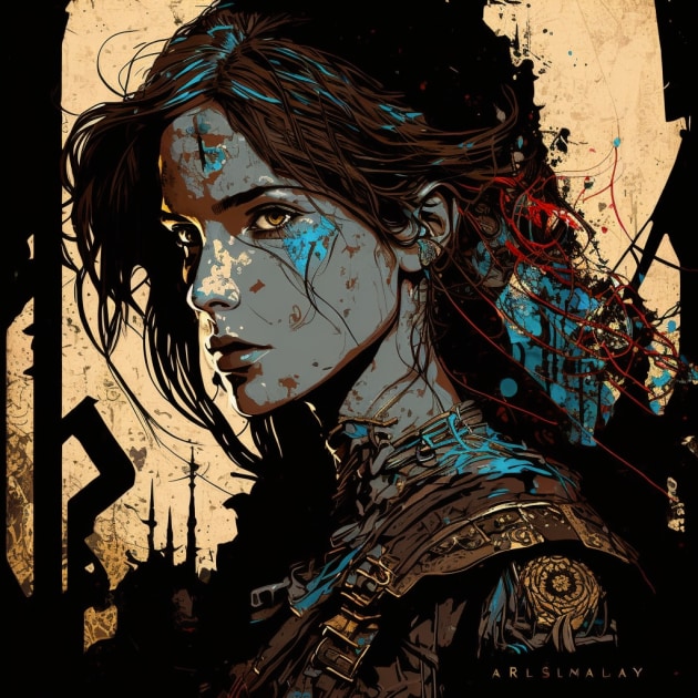 lara-croft-art-style-of-harry-clarke