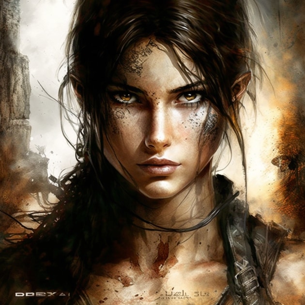 Lara Croft in the Art Style of Luis Royo