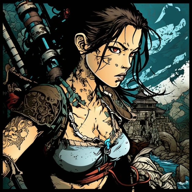 lara-croft-art-style-of-utagawa-kuniyoshi