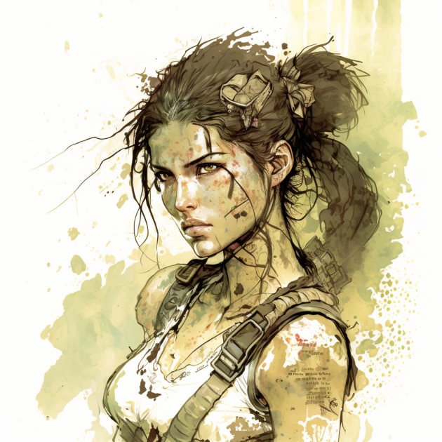 lara-croft-art-style-of-yoshitaka-amano