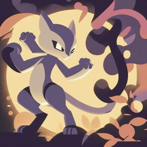 Mewtwo In The Art Style Of Mary Blair