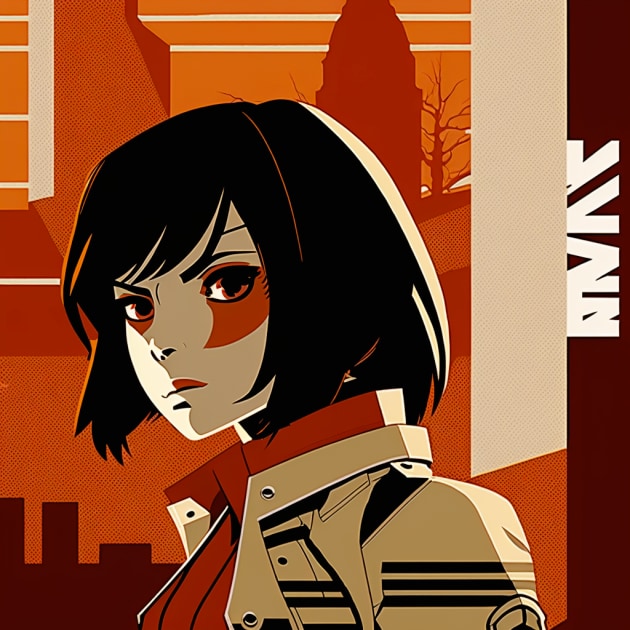 mikasa-ackerman-art-style-of-josh-agle