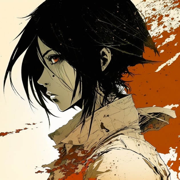 mikasa-ackerman-art-style-of-sergio-toppi