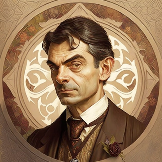 mr-bean-art-style-of-alphonse-mucha