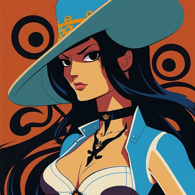 nico-robin-art-style-of-josh-agle