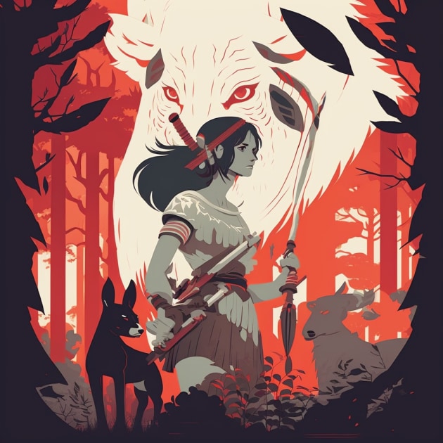 princess-mononoke-art-style-of-aaron-douglas