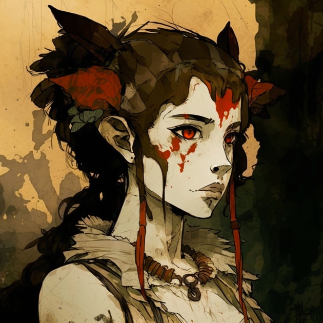 princess-mononoke-art-style-of-egon-schiele