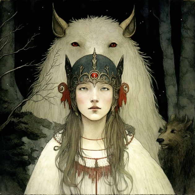 princess-mononoke-art-style-of-john-bauer