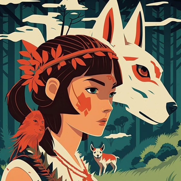 princess-mononoke-art-style-of-josh-agle