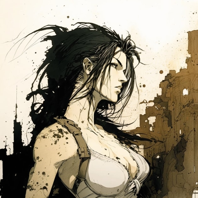 tifa-lockhart-art-style-of-sergio-toppi