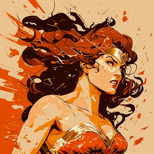 Wonder Woman in the Art Style of Satoshi Kon