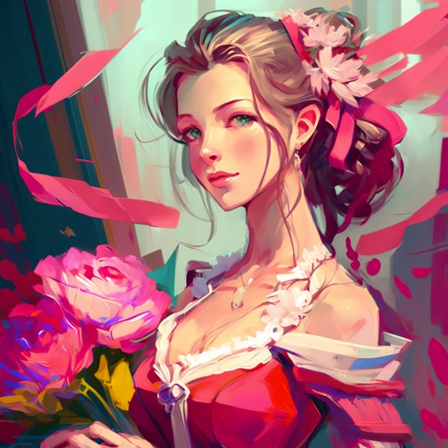 aerith-gainsborough-art-style-of-isaac-maimon