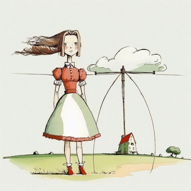 aerith-gainsborough-art-style-of-saul-steinberg