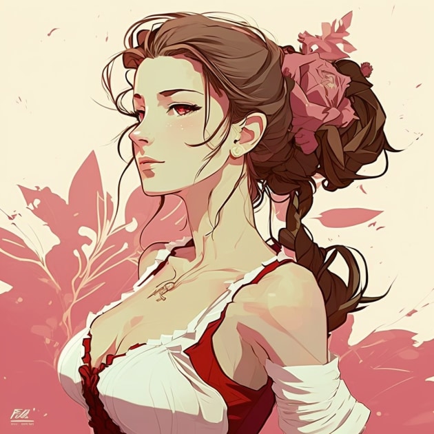 aerith-gainsborough-art-style-of-tomer-hanuka