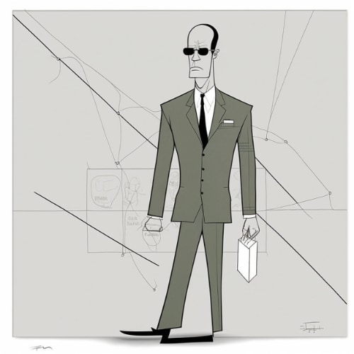 agent-smith-art-style-of-saul-steinberg