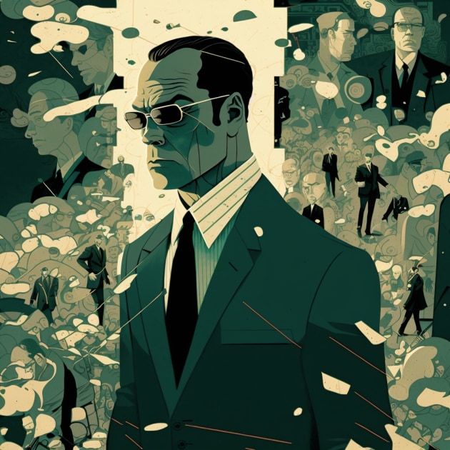 agent-smith-art-style-of-victo-ngai