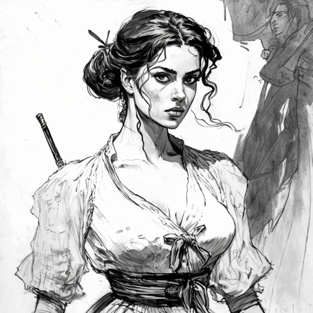 ana-de-armas-art-style-of-heinrich-kley