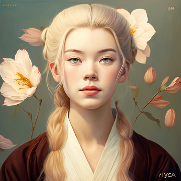 anya-taylor-joy-art-style-of-ohara-koson